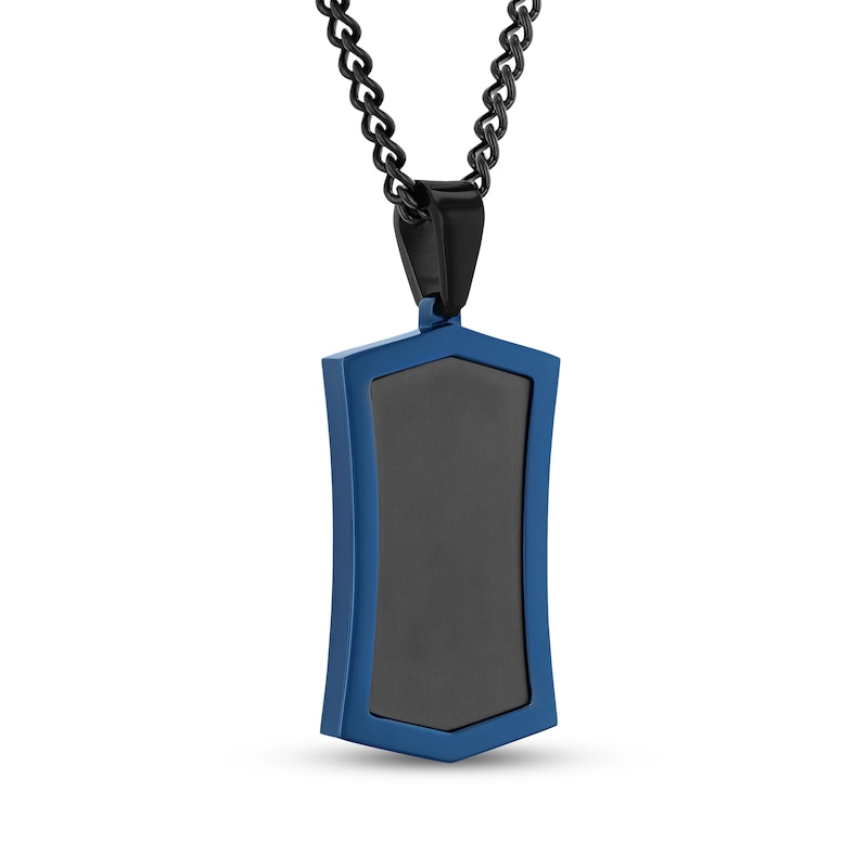 Main Image 2 of Men's Dog Tag Necklace Black & Blue Ion-Plated Stainless Steel 24&quot;