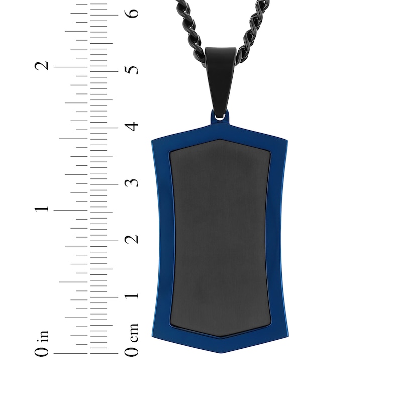 Main Image 4 of Men's Dog Tag Necklace Black & Blue Ion-Plated Stainless Steel 24&quot;