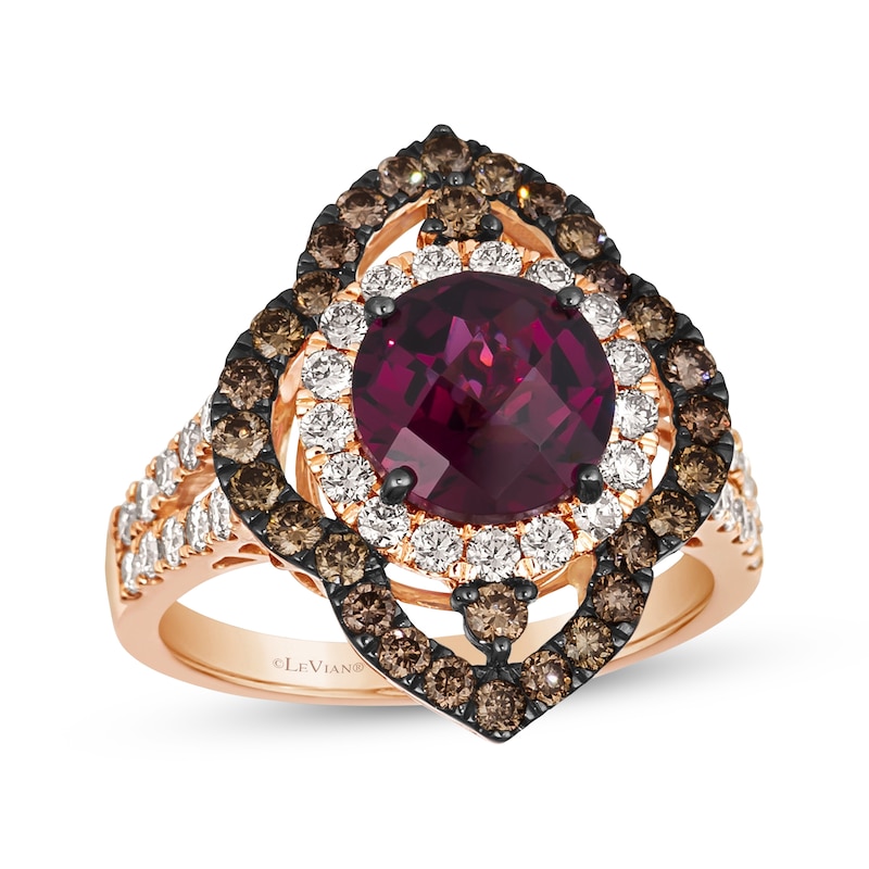 Main Image 1 of Le Vian Garnet Ring 1-1/3 ct tw Diamonds 14K Strawberry Gold