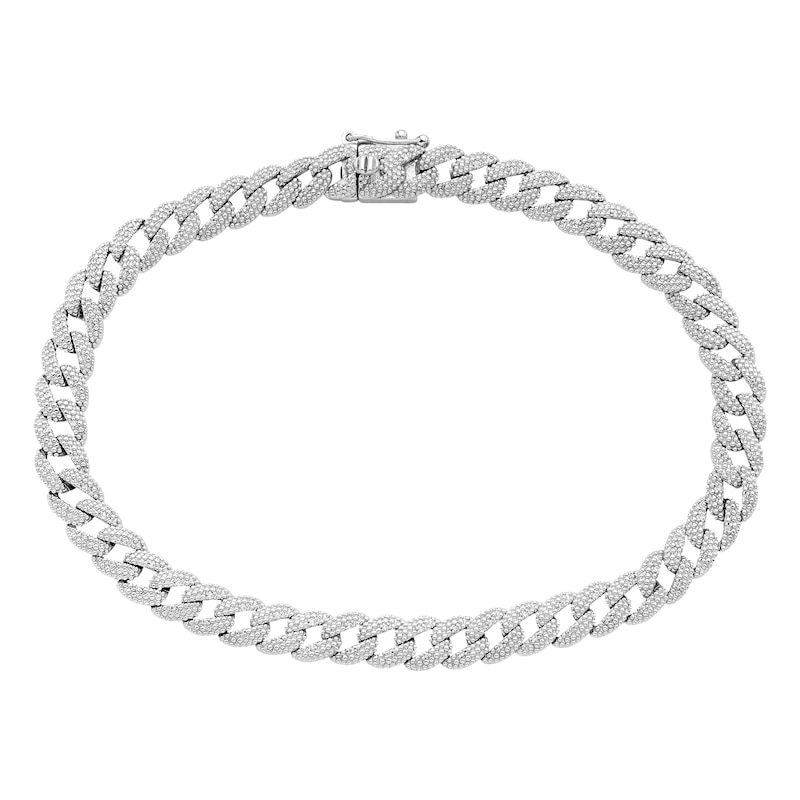 Main Image 1 of Men's Diamond Curb Chain Bracelet 1/4 ct tw Sterling Silver 8.5&quot;