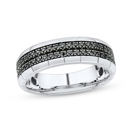 Men’s Black Diamond Wedding Band 1/4 ct tw 10K White Gold