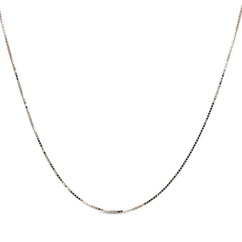 Main Image 1 of Solid Box Chain Necklace 0.9mm 14K White Gold 18&quot;