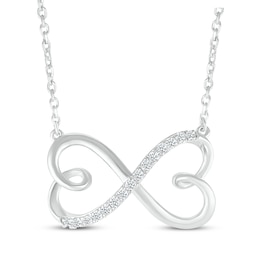 Diamond Infinity Hearts Butterfly Necklace 1/10 ct tw Sterling Silver 18&quot;