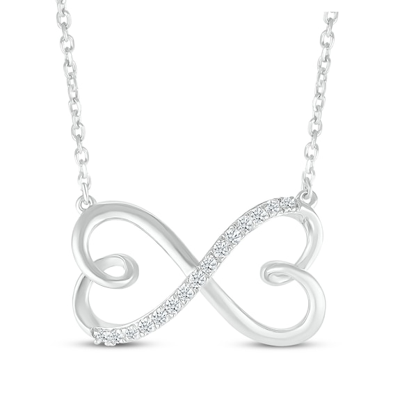 Diamond Infinity Hearts Butterfly Necklace 1/10 ct tw Sterling Silver 18"