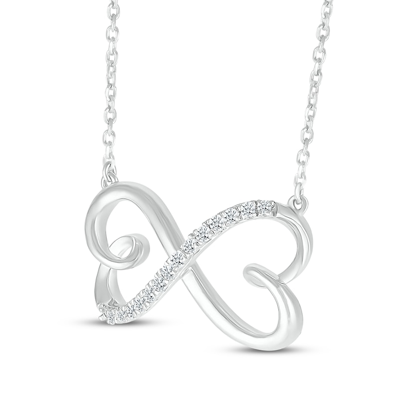 Diamond Infinity Hearts Butterfly Necklace 1/10 ct tw Sterling Silver 18"