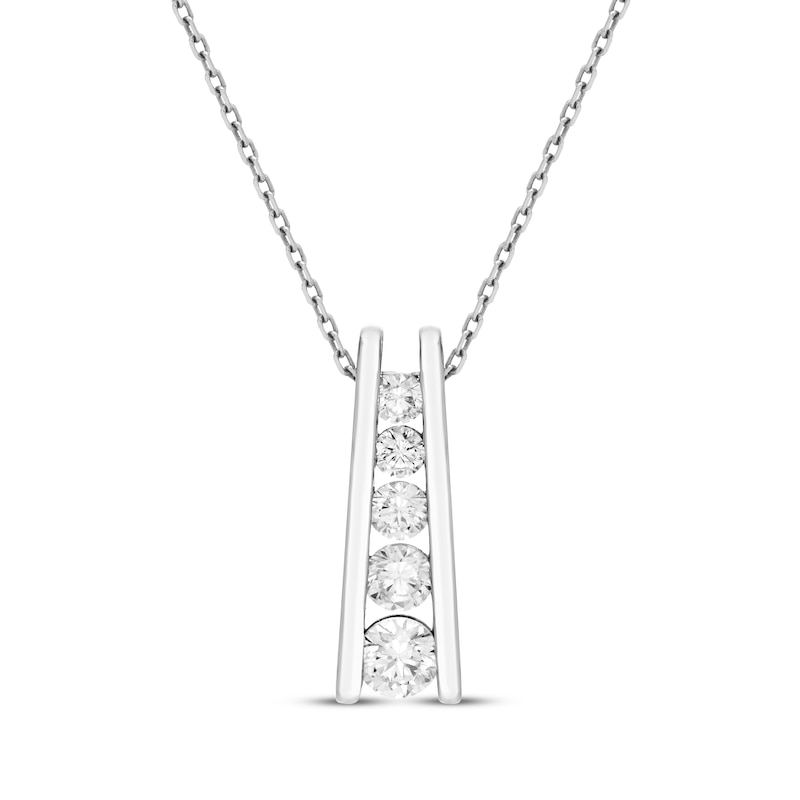 Main Image 1 of Diamond Ladder Necklace 1/2 ct tw 10K White Gold 18&quot;