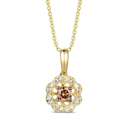 Le Vian Diamond Flower Necklace 1/3 ct tw 14K Honey Gold 20&quot;