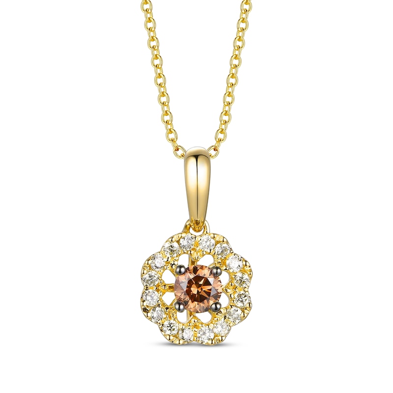 Le Vian Diamond Flower Necklace 1/3 ct tw 14K Honey Gold 20"