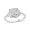 Thumbnail Image 1 of Princess-Cut Multi-Diamond Center Cushion Frame Ring 3/8 ct tw 10K White Gold