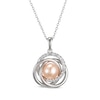 Thumbnail Image 1 of Pink Cultured Pearl & White Lab-Created Sapphire Circles Necklace Sterling Silver 18&quot;