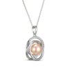 Thumbnail Image 2 of Pink Cultured Pearl & White Lab-Created Sapphire Circles Necklace Sterling Silver 18&quot;