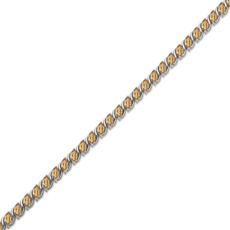 Marquise-Cut Citrine S-Link Bracelet Sterling Silver 7.25