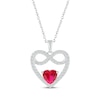 Thumbnail Image 1 of Heart-Shaped Lab-Created Ruby & White Lab-Created Sapphire Infinity Heart Necklace Sterling Silver 18&quot;