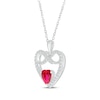 Thumbnail Image 2 of Heart-Shaped Lab-Created Ruby & White Lab-Created Sapphire Infinity Heart Necklace Sterling Silver 18&quot;