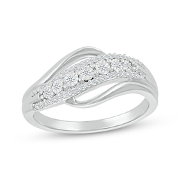 Diamond Wave Ring 1/6 ct tw Sterling Silver