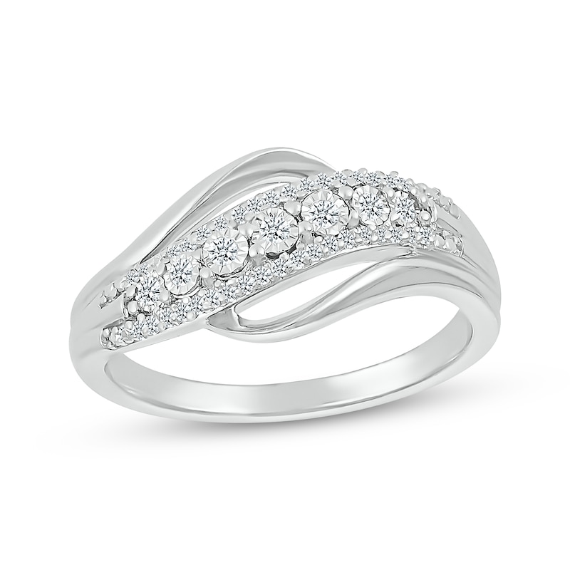 Main Image 1 of Diamond Wave Ring 1/6 ct tw Sterling Silver