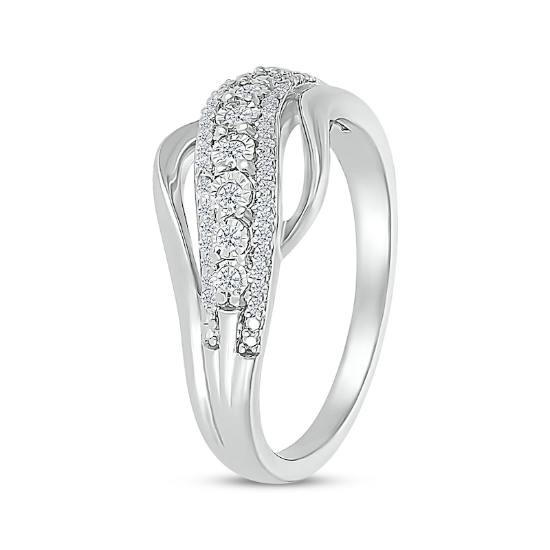 Main Image 2 of Diamond Wave Ring 1/6 ct tw Sterling Silver