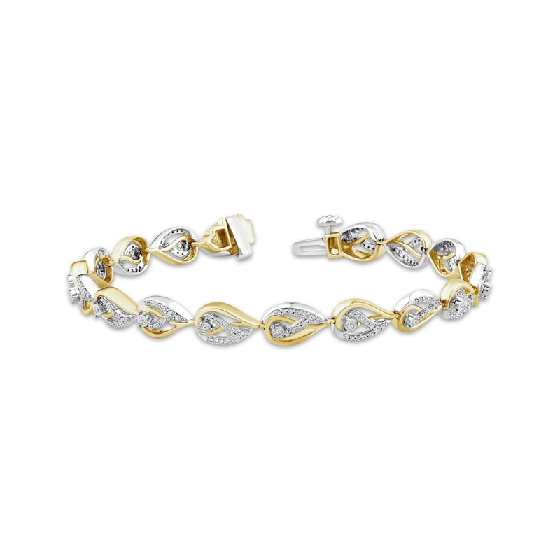 Main Image 1 of Love Ignited Diamond Flame Link Bracelet 3/4 ct tw 10K Two-Tone Gold 7&quot;