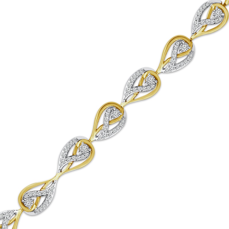 Main Image 2 of Love Ignited Diamond Flame Link Bracelet 3/4 ct tw 10K Two-Tone Gold 7&quot;