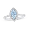 Thumbnail Image 1 of Marquise-Cut Aquamarine & Diamond Halo Ring 1/4 ct tw 14K White Gold