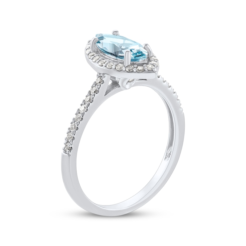 Main Image 2 of Marquise-Cut Aquamarine & Diamond Halo Ring 1/4 ct tw 14K White Gold