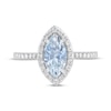 Thumbnail Image 3 of Marquise-Cut Aquamarine & Diamond Halo Ring 1/4 ct tw 14K White Gold