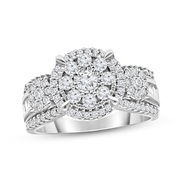 Round-Cut Diamond Halo Engagement Ring 1 ct tw 10K White Gold