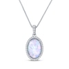 Thumbnail Image 1 of Oval-Cut Lab-Created Opal & White Lab-Created Sapphire Necklace Sterling Silver 18&quot;