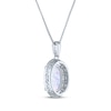 Thumbnail Image 3 of Oval-Cut Lab-Created Opal & White Lab-Created Sapphire Necklace Sterling Silver 18&quot;