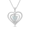 Thumbnail Image 0 of Heart-Shaped Opal & White Lab-Created Sapphire Double Heart Necklace Sterling Silver 18"
