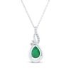 Thumbnail Image 1 of Pear-Shaped Natural Emerald & Diamond Accent Swirl Drop Necklace 10K White Gold