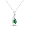 Thumbnail Image 2 of Pear-Shaped Natural Emerald & Diamond Accent Swirl Drop Necklace 10K White Gold