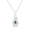 Thumbnail Image 3 of Pear-Shaped Natural Emerald & Diamond Accent Swirl Drop Necklace 10K White Gold