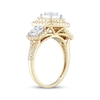 Thumbnail Image 2 of Princess-Cut Diamond Three-Stone Cushion Halo Ring 1 ct tw 10K Yellow Gold