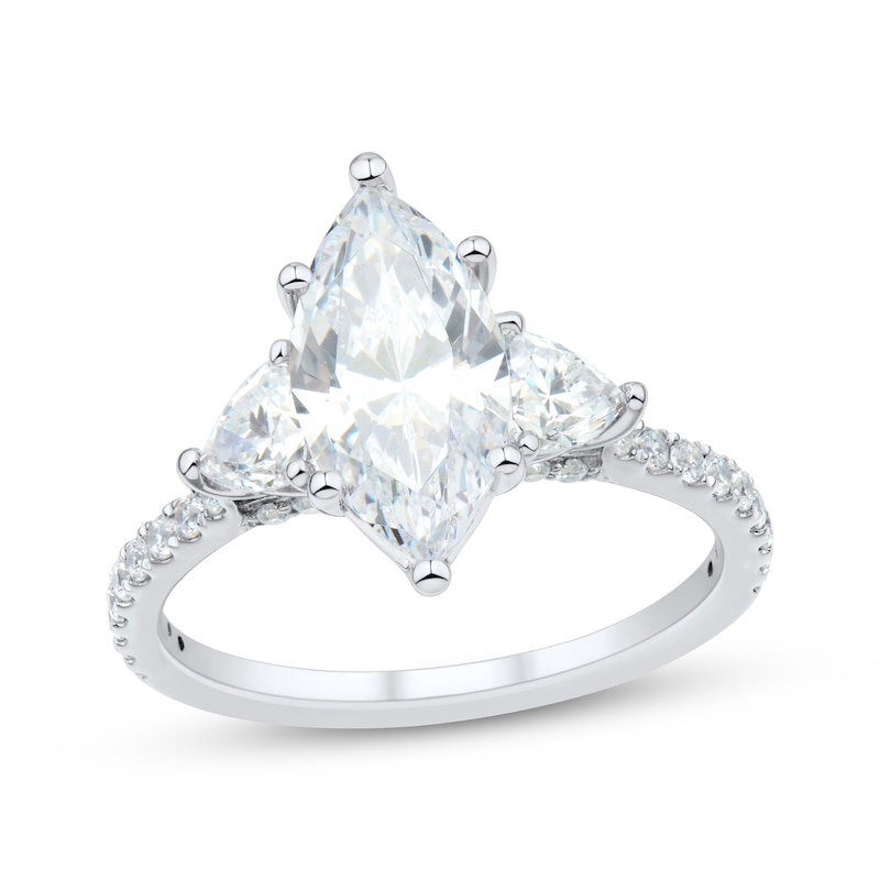 Main Image 1 of Memories Moments Magic Marquise-Cut Lab-Created Diamond Three-Stone Engagement Ring 2-3/4 ct tw 14K White Gold