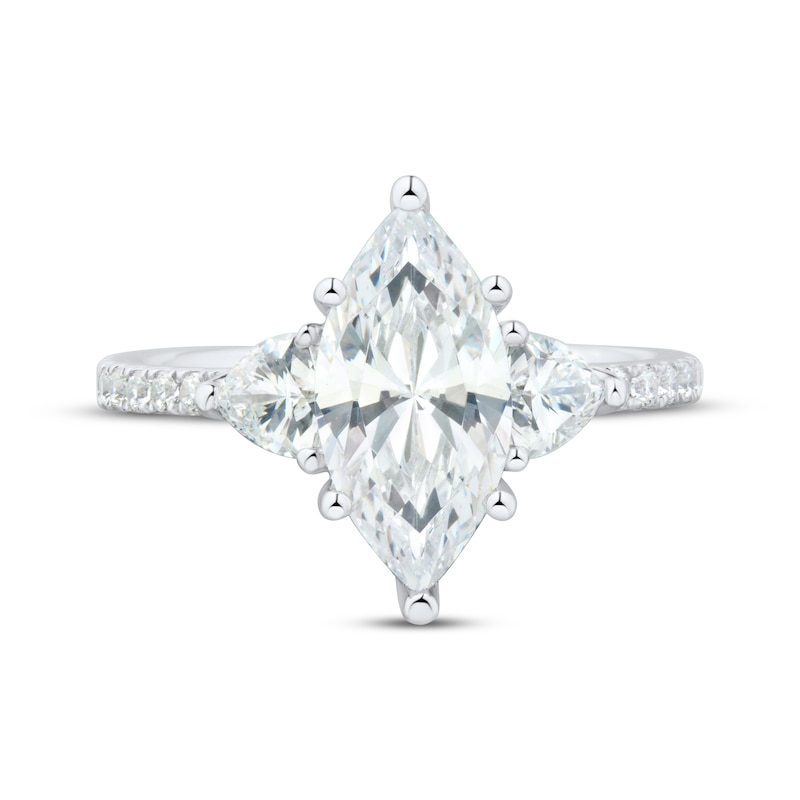 Main Image 3 of Memories Moments Magic Marquise-Cut Lab-Created Diamond Three-Stone Engagement Ring 2-3/4 ct tw 14K White Gold