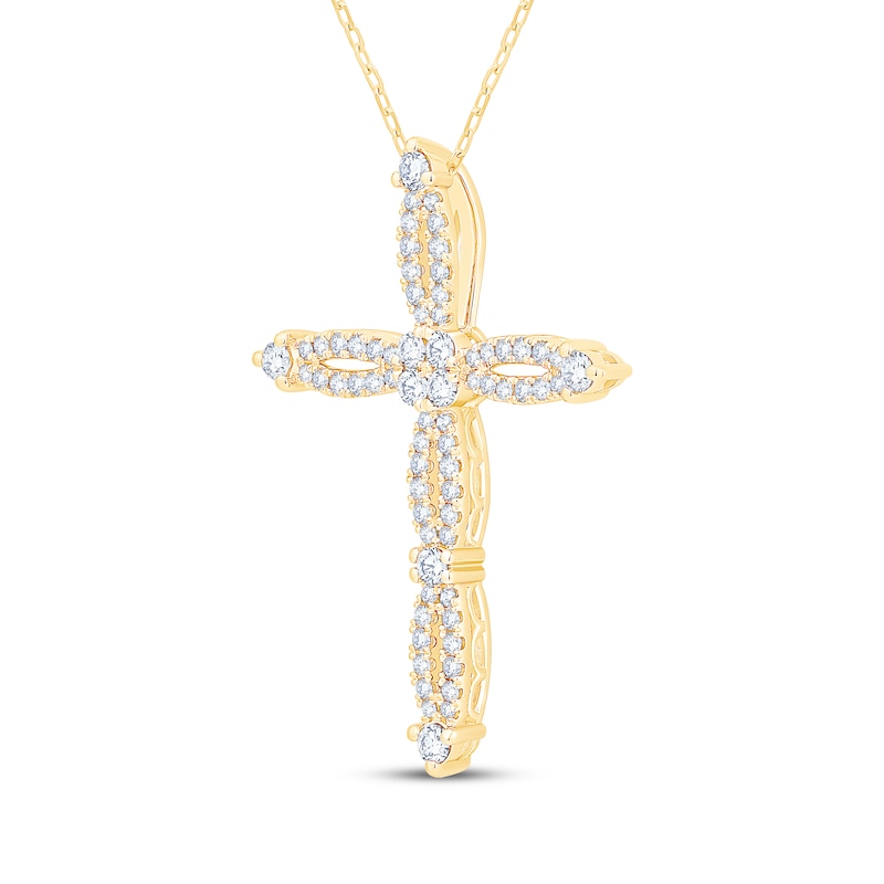 Main Image 2 of Diamond Cross Necklace 3/4 ct tw 14K Yellow Gold 18&quot;