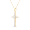 Thumbnail Image 2 of Princess, Baguette & Round-Cut Diamond Sunburst Cross Necklace 1/3 ct tw 10K Yellow Gold 18&quot;