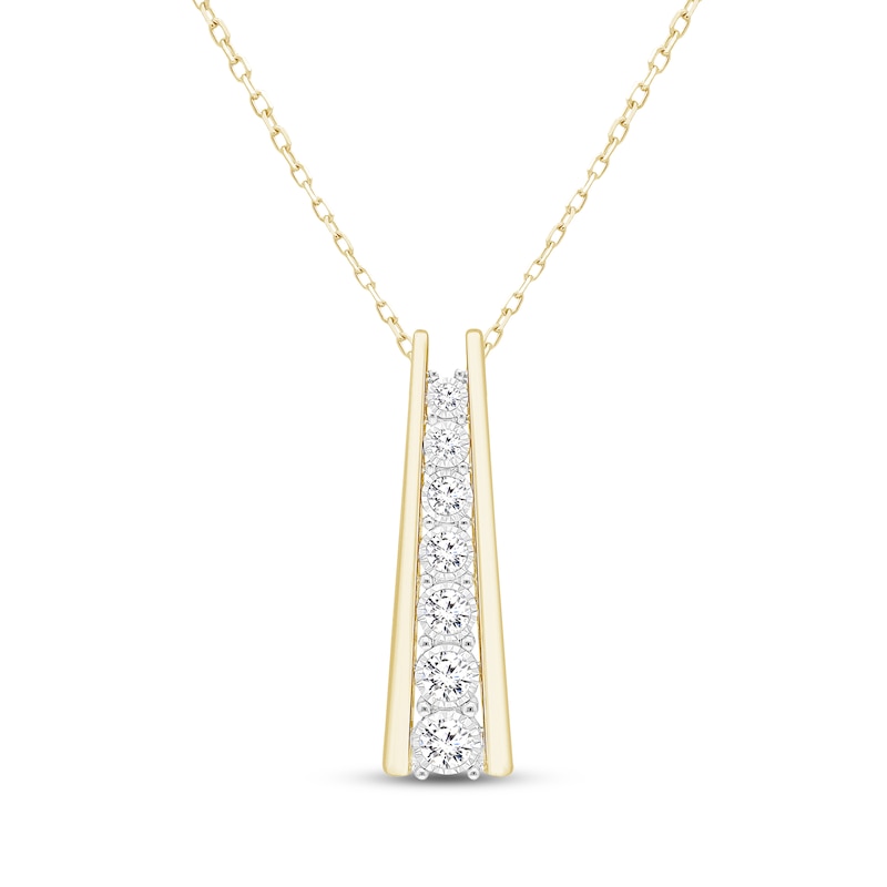 Main Image 1 of Lab-Grown Diamonds by KAY Ladder Necklace 1/2 ct tw 14K Yellow Gold