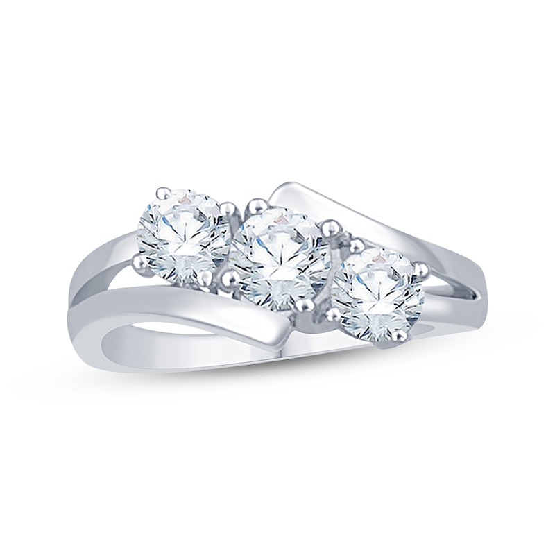 Main Image 1 of Diamond Three-Stone Anniversary Ring 1 ct tw 14K White Gold