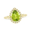 Thumbnail Image 0 of Pear-Shaped Peridot & Diamond Ring 1/10 ct tw 10K Yellow Gold