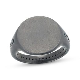 Men's Black Sapphire Matte Circle Ring Gunmetal-Plated Sterling Silver