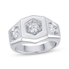 Thumbnail Image 1 of Men's Lab-Grown Diamonds by KAY Three-Stone Geometric Ring 1-1/2 ct tw 10K White Gold