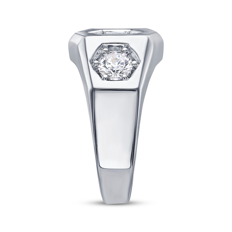 Main Image 2 of Men's Lab-Grown Diamonds by KAY Three-Stone Geometric Ring 1-1/2 ct tw 10K White Gold