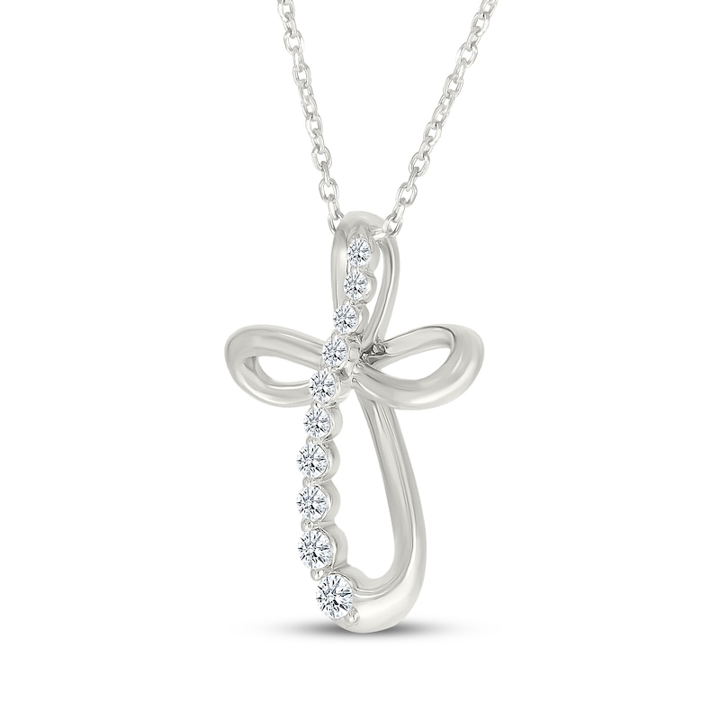 Main Image 2 of Diamond Loop Cross Necklace 1/5 ct tw 10K White Gold 18&quot;