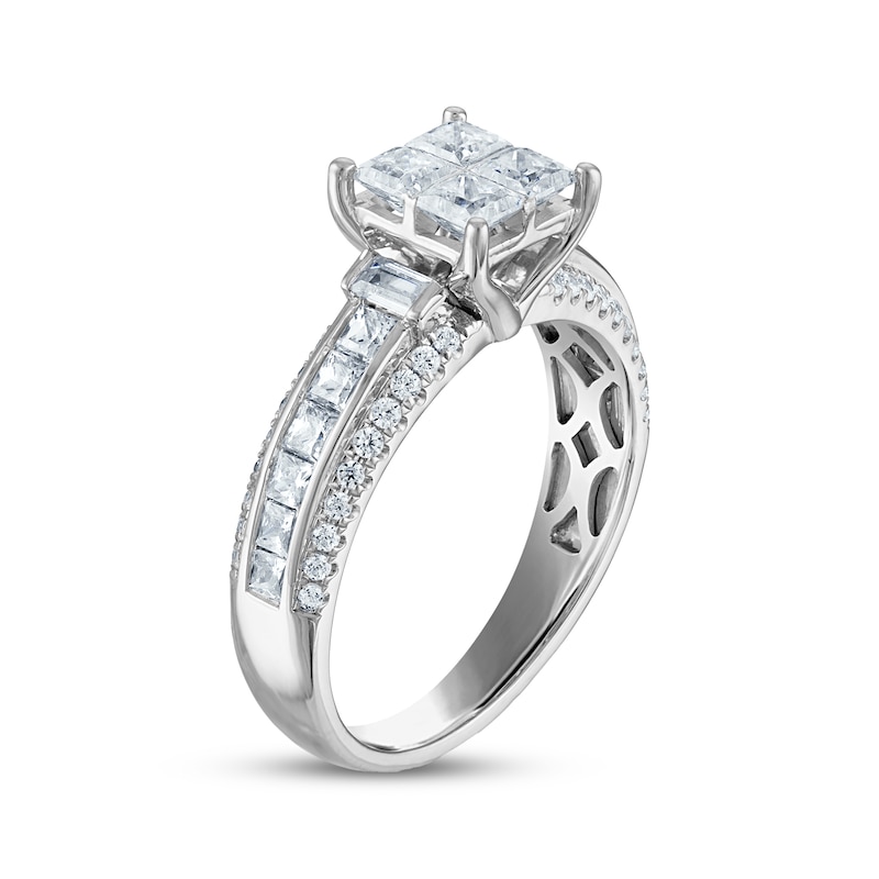 Main Image 2 of Princess-Cut Quad Diamond Engagement Ring 1-1/2 ct tw 14K White Gold