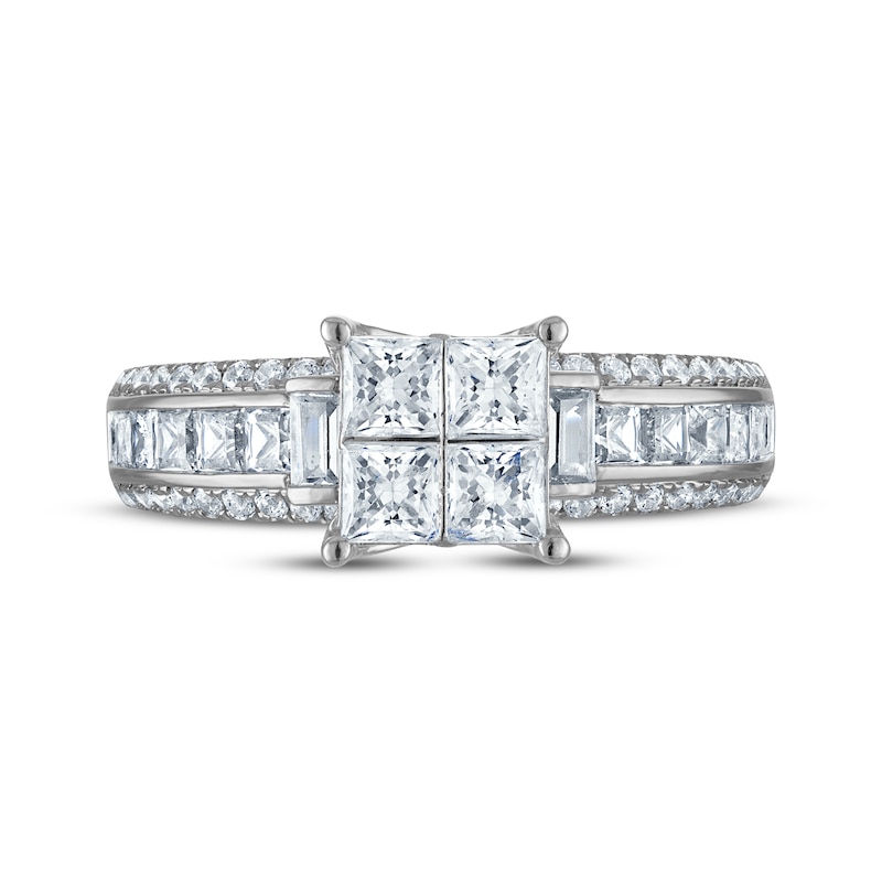 Main Image 3 of Princess-Cut Quad Diamond Engagement Ring 1-1/2 ct tw 14K White Gold