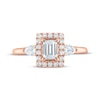 Thumbnail Image 3 of Emerald-Cut Diamond Halo Engagement Ring 1 ct tw 14K Rose Gold