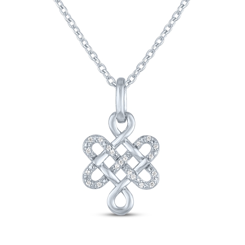 Main Image 2 of Eternal Knot Necklace with Diamonds Sterling Silver 18&quot;