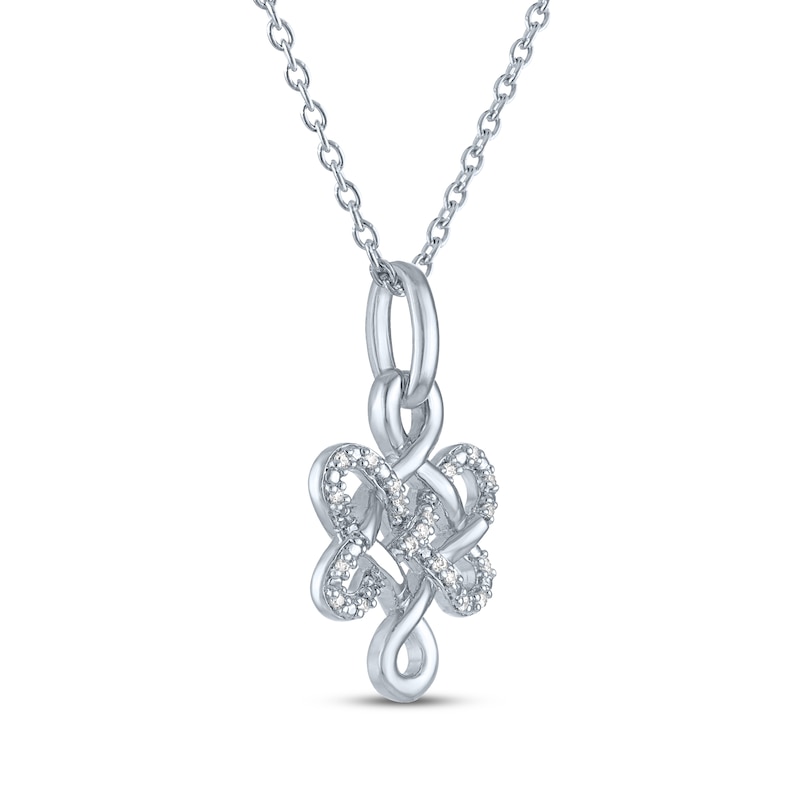 Main Image 3 of Eternal Knot Necklace with Diamonds Sterling Silver 18&quot;